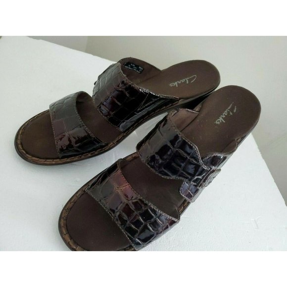 Clarks Womens Leather Upper Reptile Print Open Toe - Picture 3 of 8